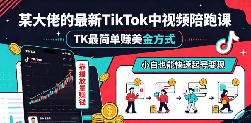 某大佬的最新TikTok中视频陪跑课，TK最简单賺美金方式，靠播放量賺钱，小白也能快速起号变现 - 付费阅读