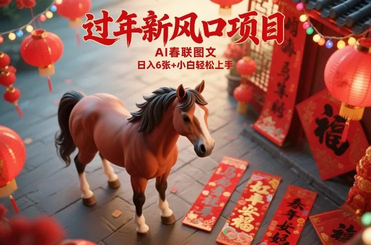 过年新风口项目，用ai春联图文，日入6张+小白轻松上手【揭秘】 - 付费阅读