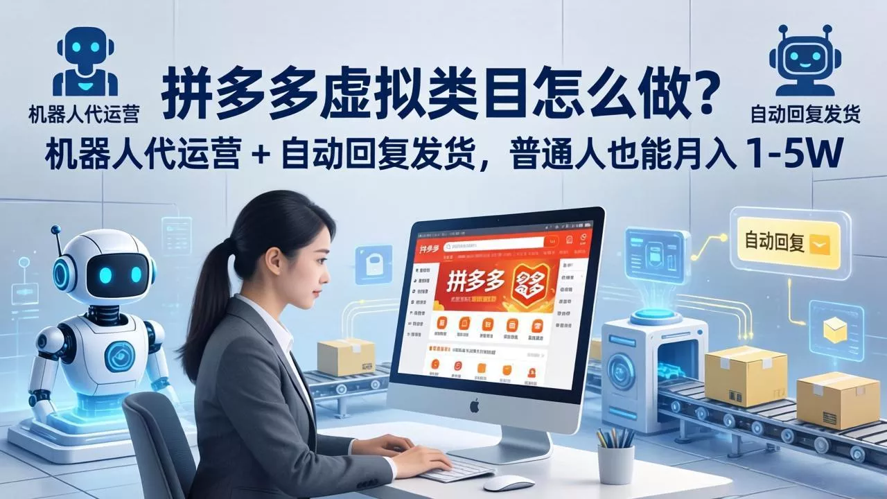 拼多多虚拟类目怎么做？机器人代运营 + 自动回复发货，普通人也能月入 1-5W - 付费阅读
