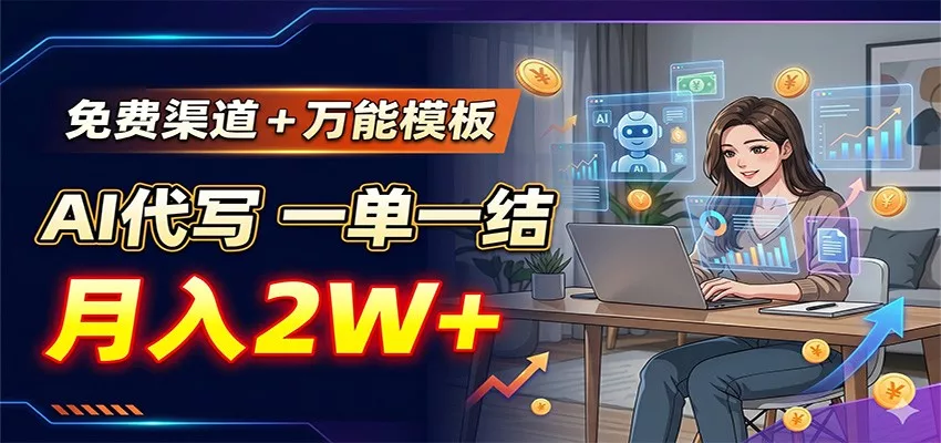 免费渠道+万能模板，AI代写一单一结，月入2W+ - 付费阅读