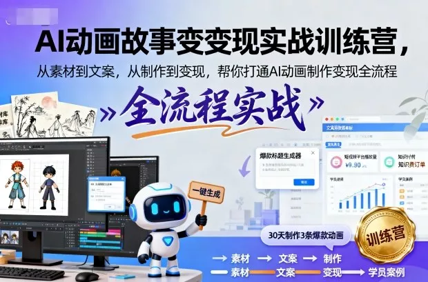 AI动画故事变现实战训练营，从素材到文案，从制作到变现，帮你打通AI动画制作变现全流程 - 付费阅读