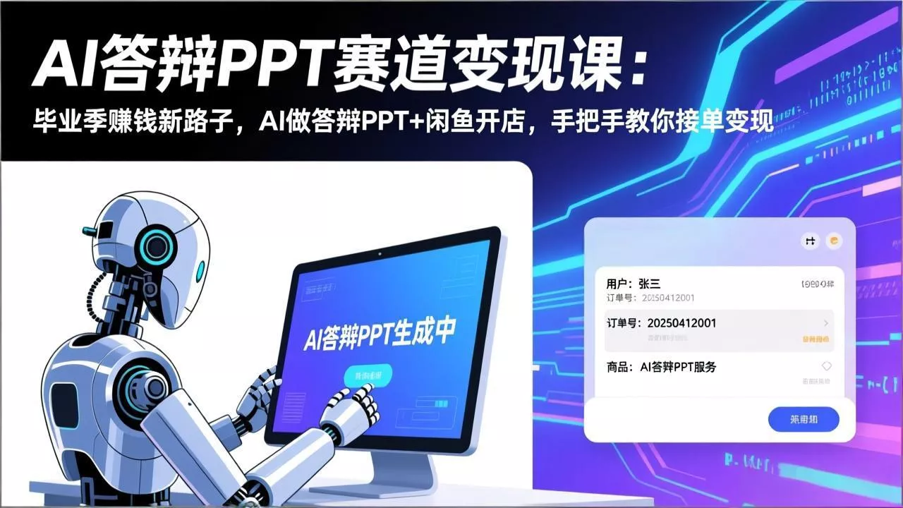 AI答辩PPT赛道变现课：毕业季赚钱新路子，AI做答辩PPT+闲鱼开店，手把手教你接单变现 - 付费阅读