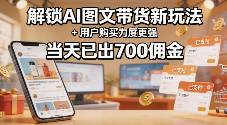 解锁ai图文带货新玩法+用户购买力度更强，当天已出700佣金，详细拆解 - 付费阅读