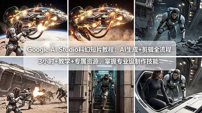 Google AI Studio科幻短片教程：AI生成+剪辑全流程，3小时+教学+专属资源，掌握专业级制作技能 - 付费阅读
