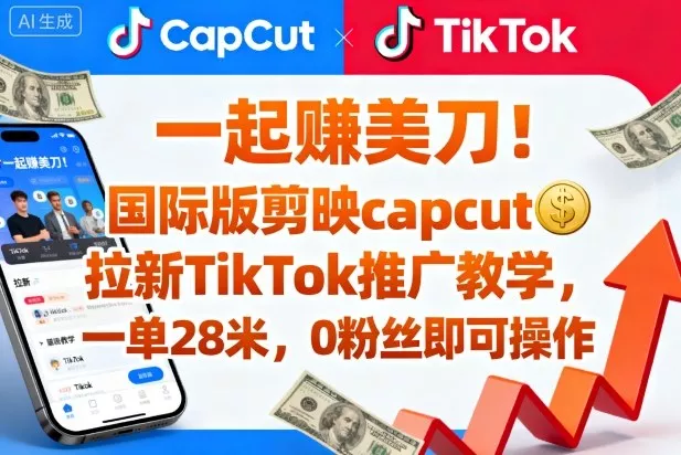 一起賺美刀！国际版剪映capcut拉新TikTok推广教学，一单28米，0粉丝即可操作(附推广入口和教学) - 付费阅读