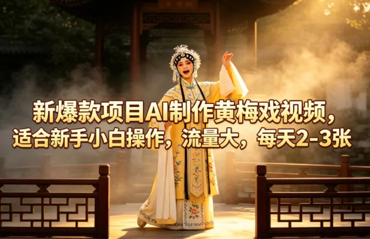 新爆款项目AI制作黄梅戏视频，适合新手小白操作，流量大，每天2-3张 - 付费阅读