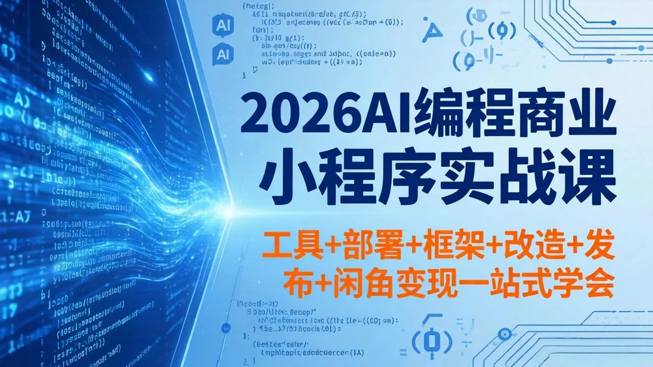 2026AI编程商业小程序实战课，工具+部署+框架+改造+发布+闲鱼变现一站式学会 - 付费阅读