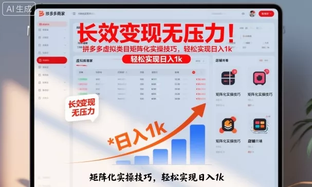 长效变现无压力！拼多多虚拟类目矩阵化实操技巧，轻松实现日入1k【揭秘】 - 付费阅读