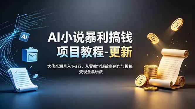 AI小说暴利搞钱项目教程-更新，大佬亲测月入1-3万，从零教学短故事创作与投稿变现全套玩法 - 付费阅读