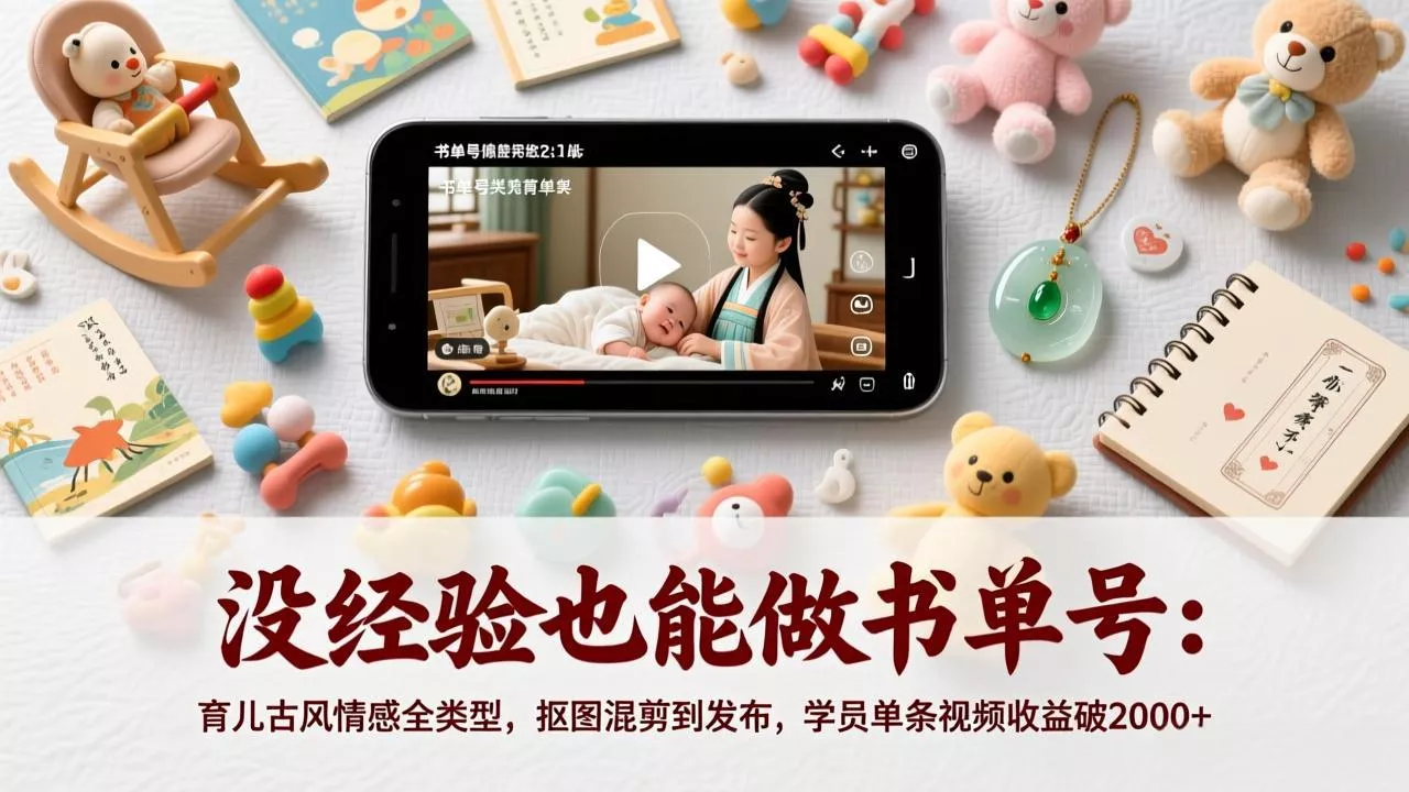没经验也能做书单号：育儿古风情感全类型，抠图混剪到发布，学员单条视频收益破2000+ - 付费阅读