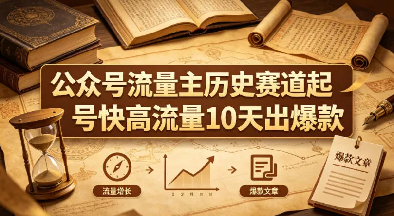 公众号流量主之历史赛道，起号快+高流量，10天就能出爆款！ - 付费阅读