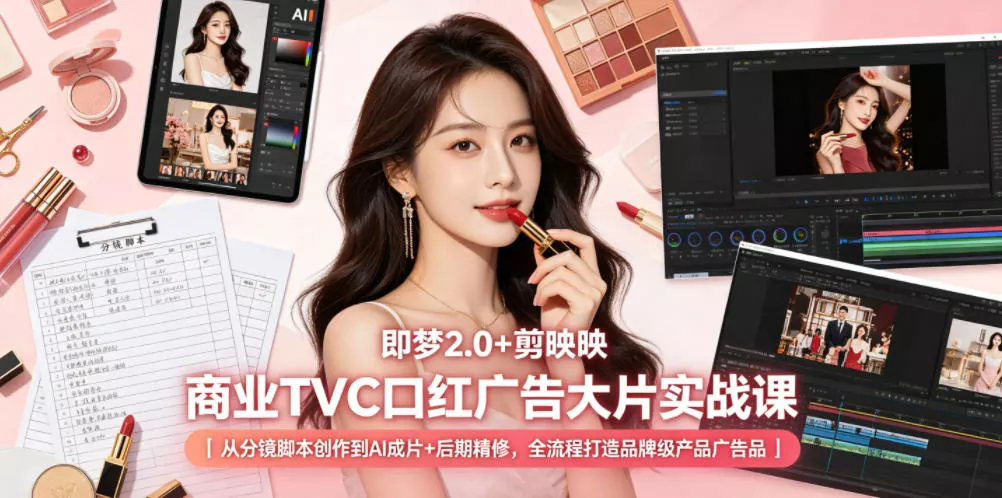 即梦2.0+剪映商业TVC口红广告大片实战课｜从分镜脚本创作到AI成片+后期精修，全流程打造品牌级产品广告 - 付费阅读