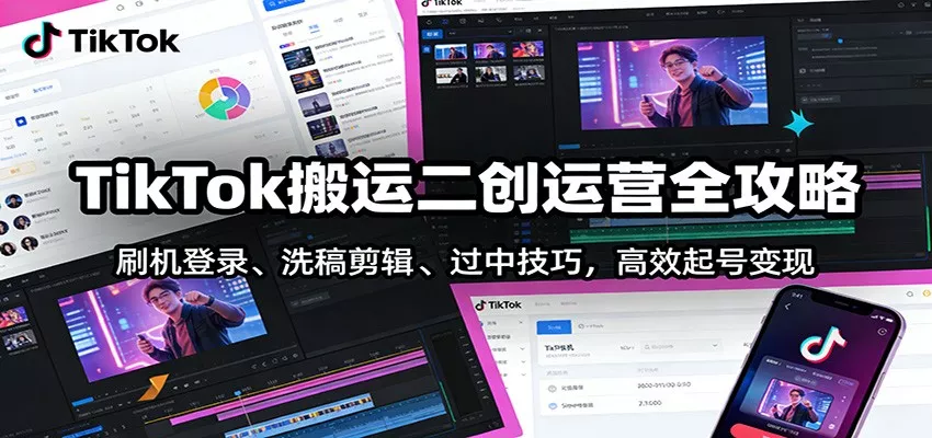 TikTok搬运二创运营全攻略：刷机登录、洗稿剪辑 、过中技巧，高效起号变现 - 付费阅读