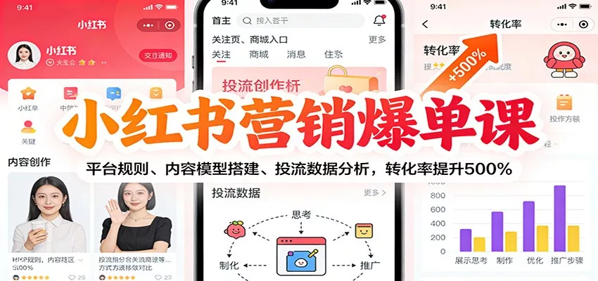 小红书营销爆单课：平台规则、内容模型搭建、投流数据分析，转化率提升500% - 付费阅读