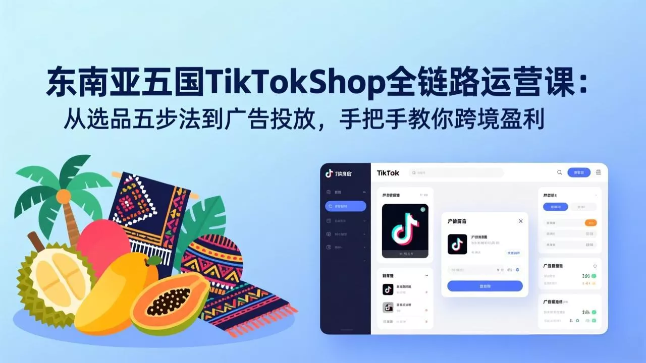 东南亚五国TikTok Shop全链路运营课：从选品五步法到广告投放，手把手教你跨境盈利 - 付费阅读