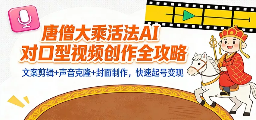“大乘活法”AI对口型视频创作全攻略：文案剪辑+声音克隆+封面制作，快速起号变现 - 付费阅读