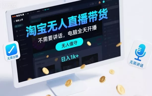 淘宝无人直播带货，不需要出镜，不需要讲话，电脑全天开播，轻松上手，日入1k+【揭秘】 - 付费阅读
