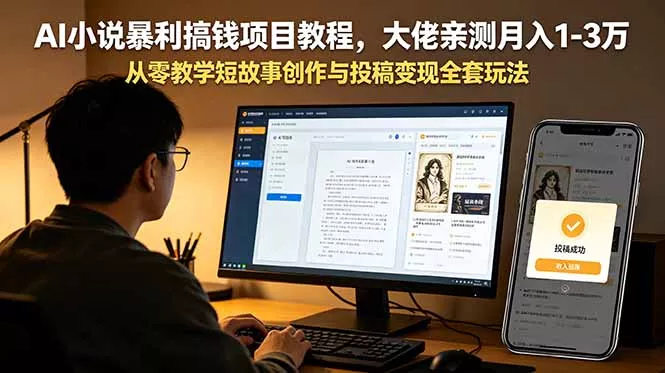 AI小说暴利搞钱项目教程，大佬亲测月入1-3万，从零教学短故事创作与投稿变现全套玩法 - 付费阅读