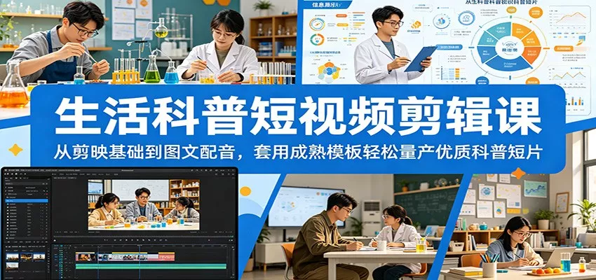 生活科普短视频剪辑课：从剪映基础到图文配音，套用成熟模板轻松量产优质科普短片 - 付费阅读