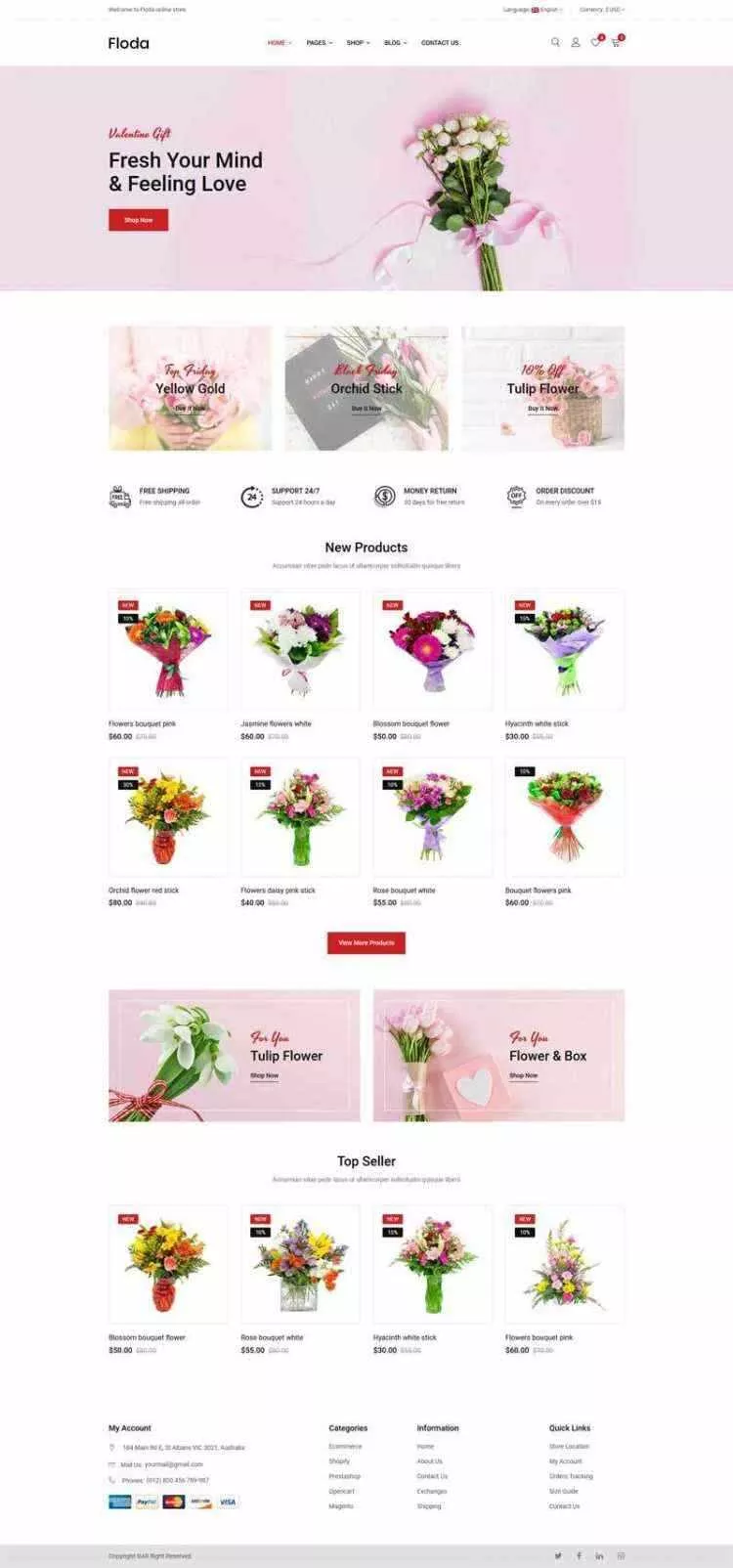 Bootstrap红色精美响应式鲜花花店电商网站 - 付费阅读