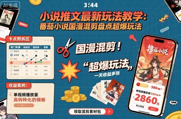 小说推文最新玩法教学，番茄小说国漫混剪盘点超爆玩法，全程干货，一天收益多张 - 付费阅读