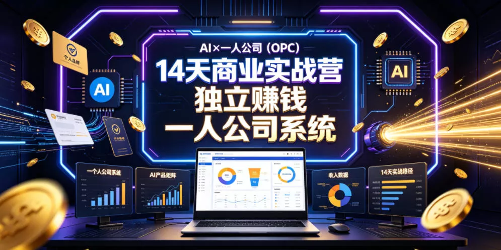 AI×一人公司(OPC)14天商业实战营，用AI帮你搭建一个属于你自己的、能独立賺钱的一人公司系统 - 付费阅读