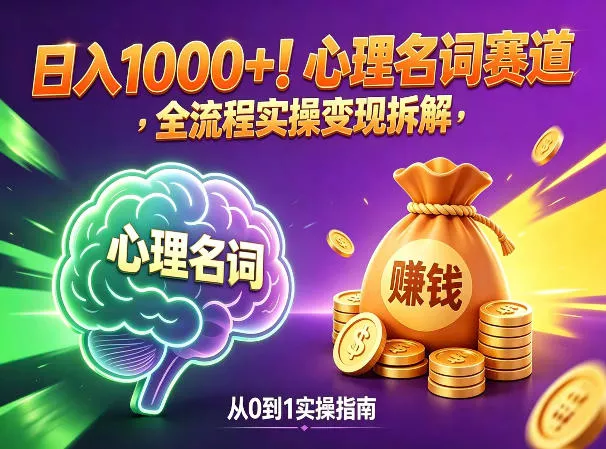 心理名词赛道，新手小白也能做，全流程项目拆解，单日变现1k+ - 付费阅读