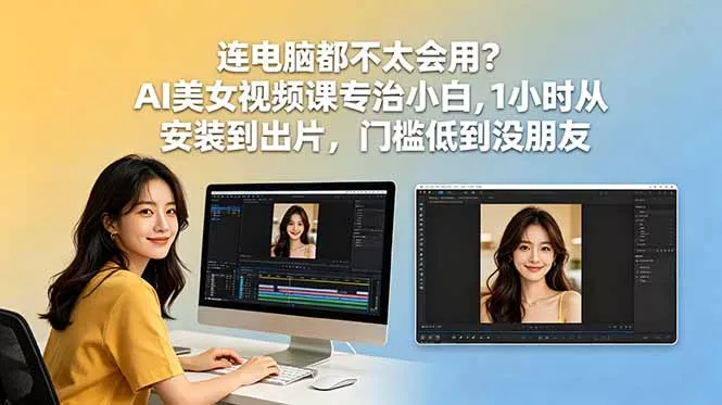 连电脑都不太会用？AI美女视频课专治小白，1小时从安装到出片，门槛低到没朋友 - 付费阅读