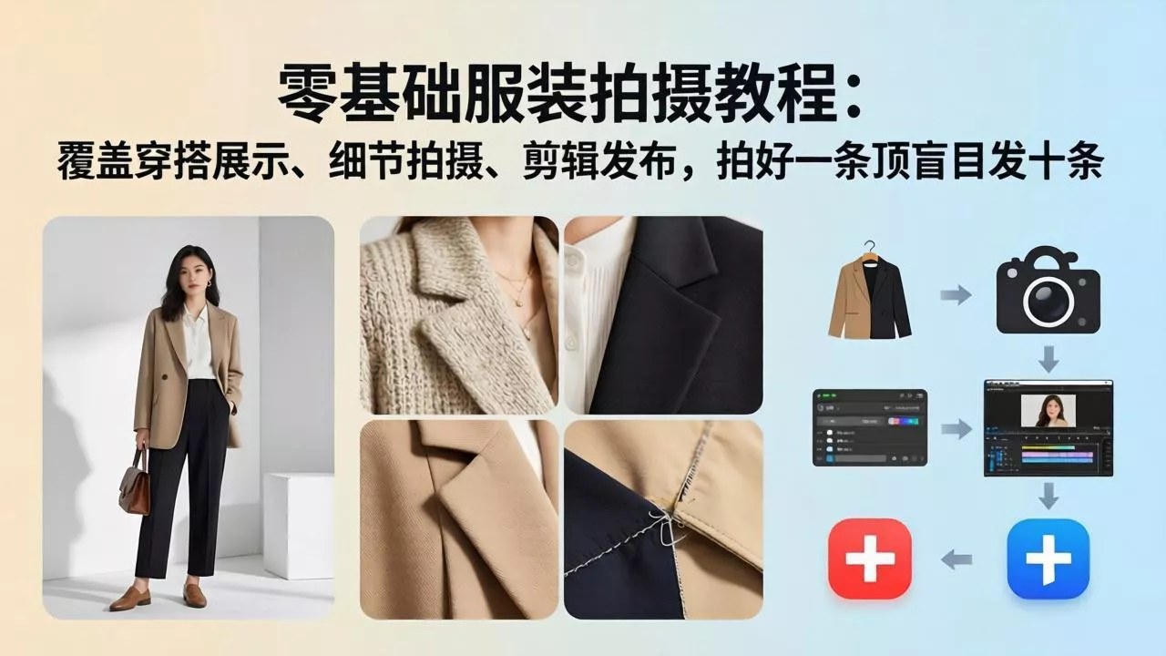 零基础服装拍摄教程：覆盖穿搭展示、细节拍摄、剪辑发布，拍好一条顶盲目发十条 - 付费阅读