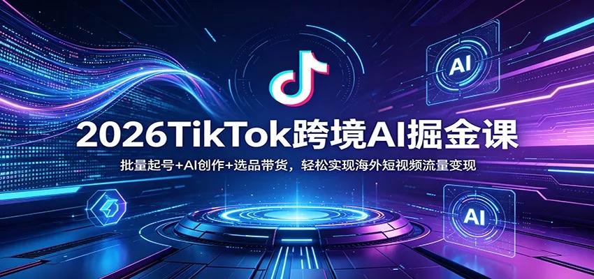 2026TikTok跨境AI掘金课：批量起号+AI创作+选品带货，轻松实现海外短视频流量变现 - 付费阅读