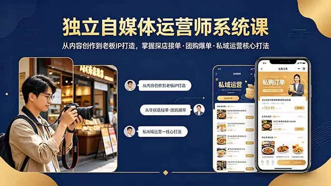 独立自媒体运营师系统课｜从内容创作到老板IP打造，掌握探店接单·团购爆单·私域运营核心打法 - 付费阅读