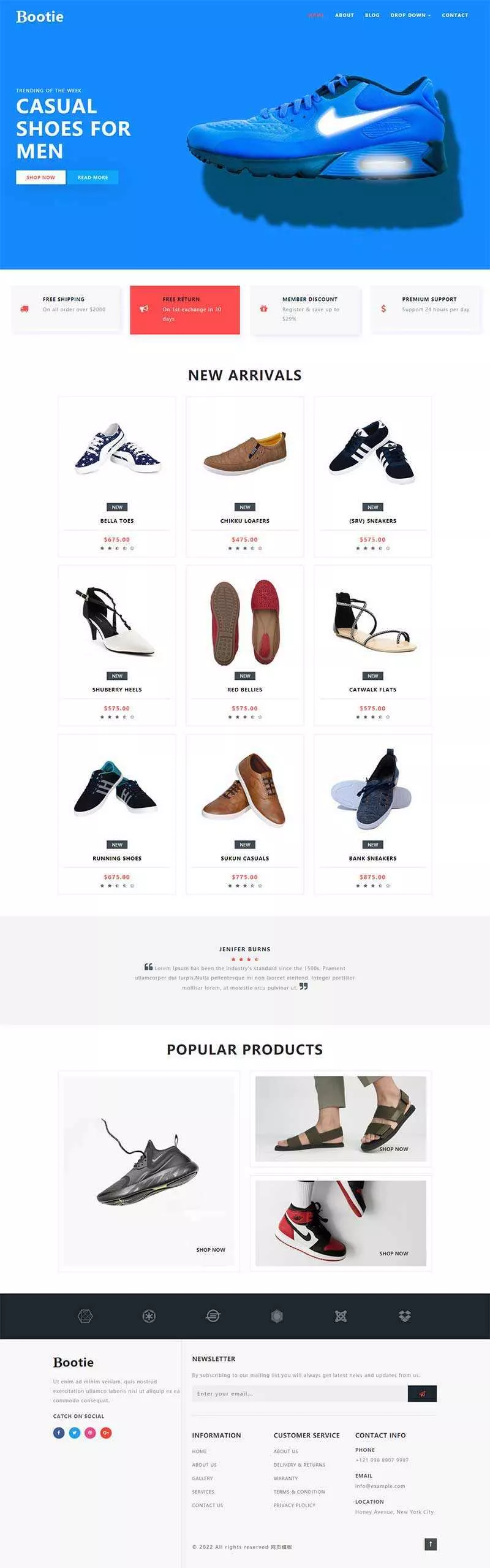 简洁大气的鞋子商城Bootstrap响应式网页模板 - 付费阅读