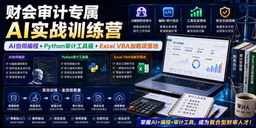 财会审计专属AI实战训练营｜AI协同编程+Python审计工具箱+Excel VBA加载项落地 - 付费阅读