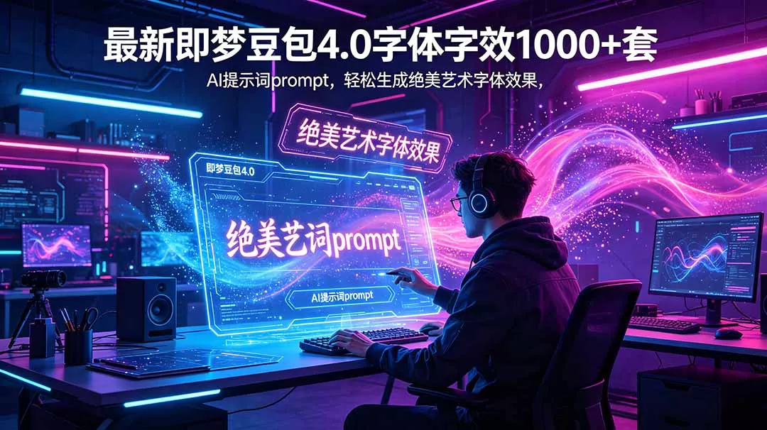 最新即梦豆包4.0字体字效1000+套，AI提示词prompt，轻松生成绝美艺术字体效果 - 付费阅读
