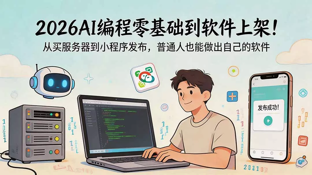 2026AI编程零基础到软件上架！从买服务器到小程序发布，普通人也能做出自己的软件 - 付费阅读