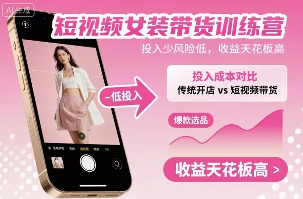 短视频女装带货训练营，投入少风险低，收益天花板高 - 付费阅读