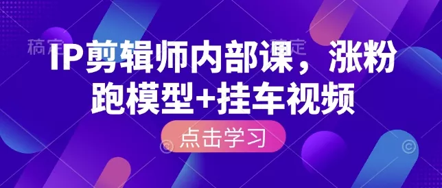 IP剪辑师内部课，涨粉跑模型+挂车视频(更新) - 付费阅读