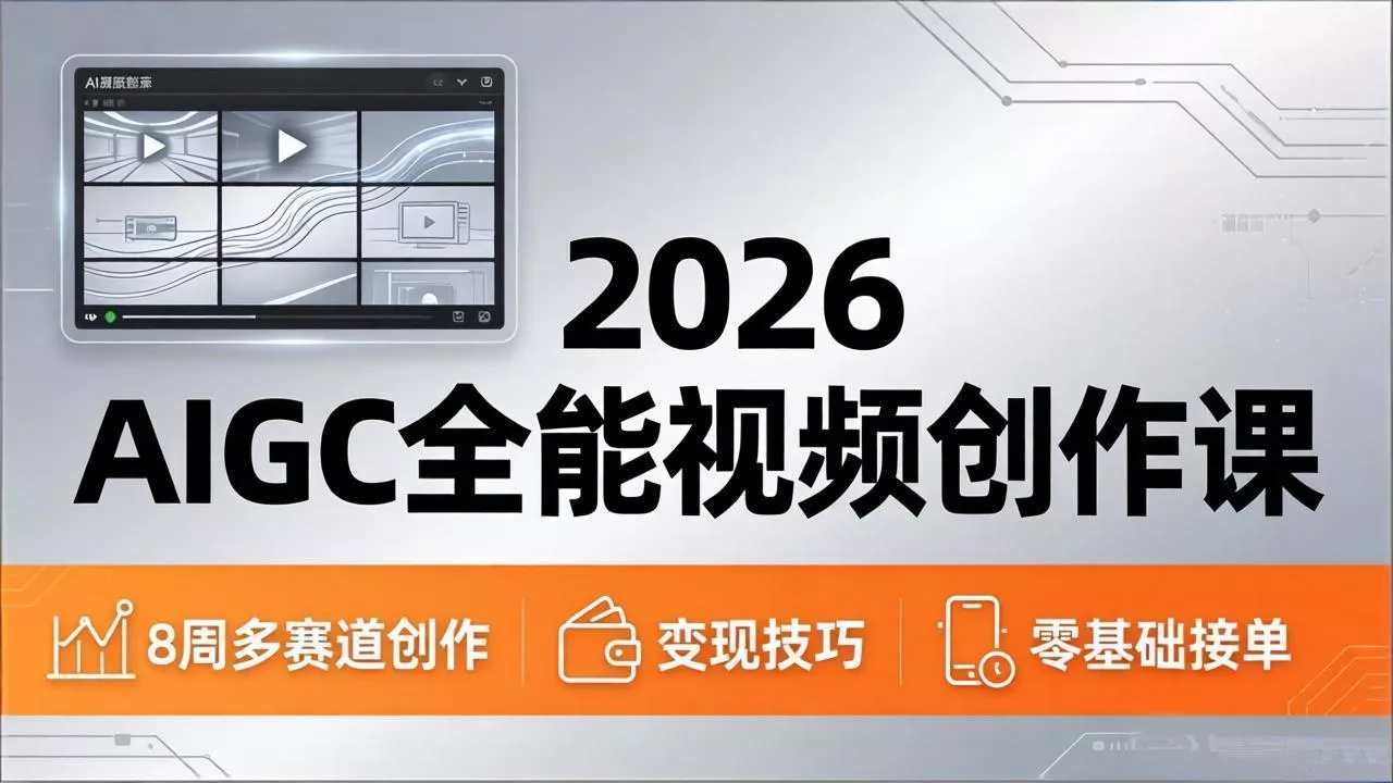 2026AIGC全能视频创作课，8周吃透多赛道创作+变现，零基础也能高效出片接单 - 付费阅读