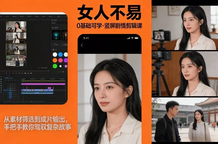 0基础可学！《女人不易》竖屏剧情剪辑课，从素材筛选到成片输出，手把手教你驾驭复杂故事 - 付费阅读