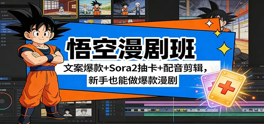 悟空漫剧班：文案爆款+Sora2抽卡+配音剪辑，新手也能做爆款漫剧 - 付费阅读