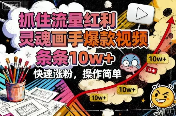 抓住流量红利，灵魂画手爆款视频，条条10w+，快速涨粉，操作简单 - 付费阅读