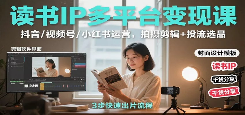 读书IP多平台变现课：抖音/视频号/小红书运营，拍摄剪辑+投流选品 - 付费阅读