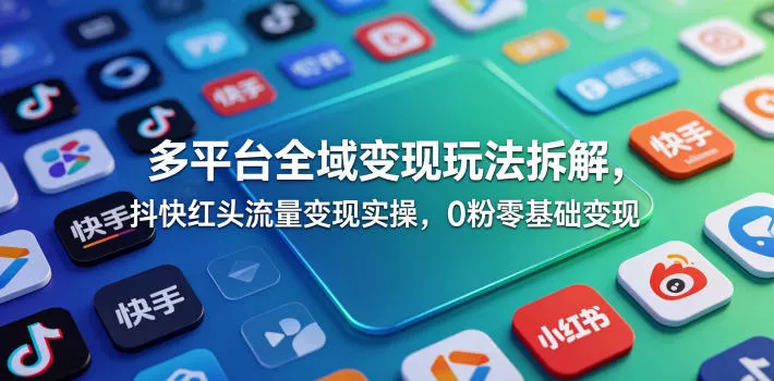 多平台全域变现玩法拆解，抖快红头流量变现实操，0粉零基础变现 - 付费阅读
