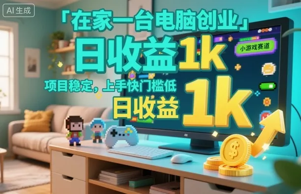在家一台电脑创业，小游戏赛道，项目稳定，上手快门槛低，日收益1k+【揭秘】 - 付费阅读