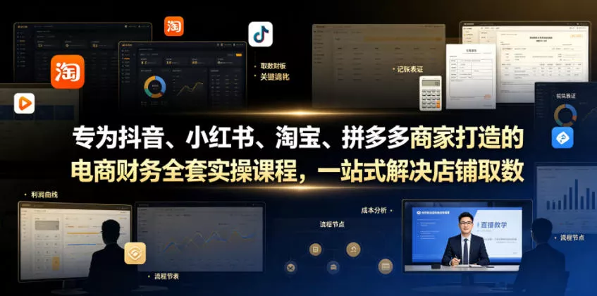 专为抖音、小红书、淘宝、拼多多商家打造的电商财务全套实操课程，一站式解决店铺取数、记账、报税全流程难题 - 付费阅读
