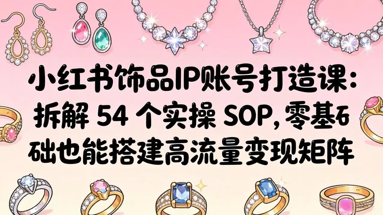 小红书饰品IP账号打造课：拆解 54 个实操 SOP，零基础也能搭建高流量变现矩阵 - 付费阅读