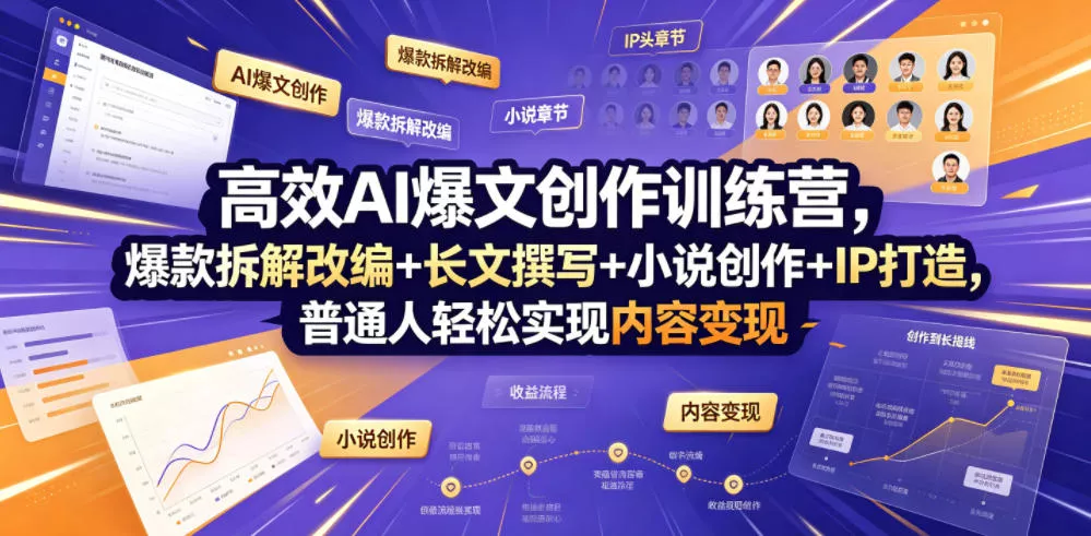 高效AI爆文创作训练营,爆款拆解改编+长文撰写+小说创作+IP打造,普通人轻松实现内容变现 高效AI爆文创作训练营,爆款拆解改编+长文撰写+小说创作+IP打造,普通人轻松实现内容变现