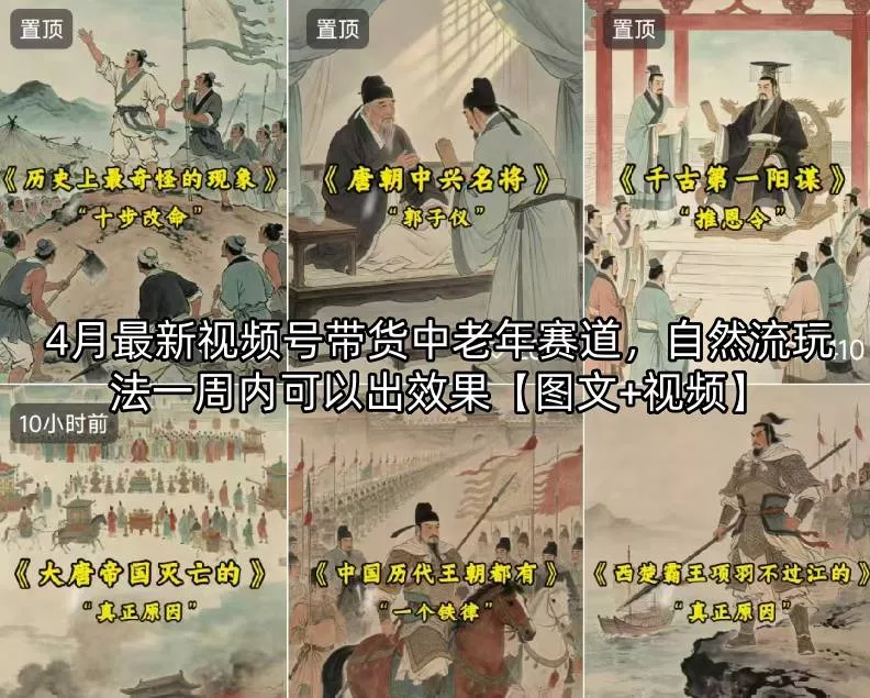 4月最新视频号带货中老年赛道，自然流玩法一周内可以出效果【图文+视频】 - 付费阅读