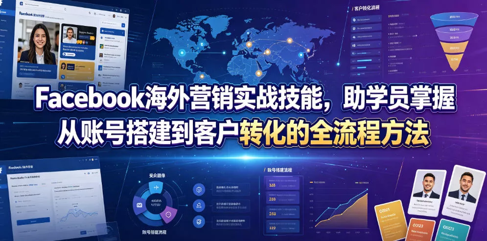 Facebook海外营销实战技能，助学员掌握从账号搭建到客户转化的全流程方法 - 付费阅读