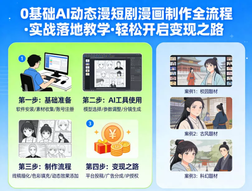 0基础AI动态漫短剧漫画制作全流程，实战落地教学，轻松开启变现之路 - 付费阅读